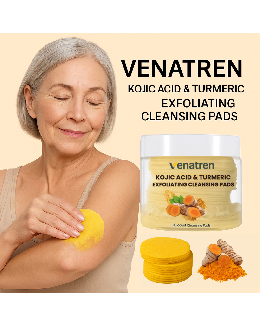 Venatren Kojic Acid & Turmeric Cleansing Pads