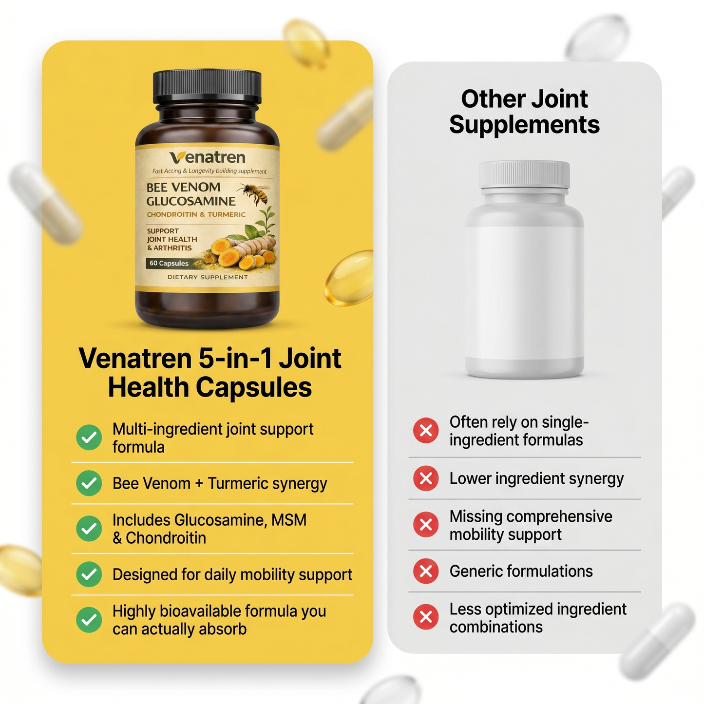 Venatren Bee Venom & Glucosamine 5-in-1 Joint Health Capsules