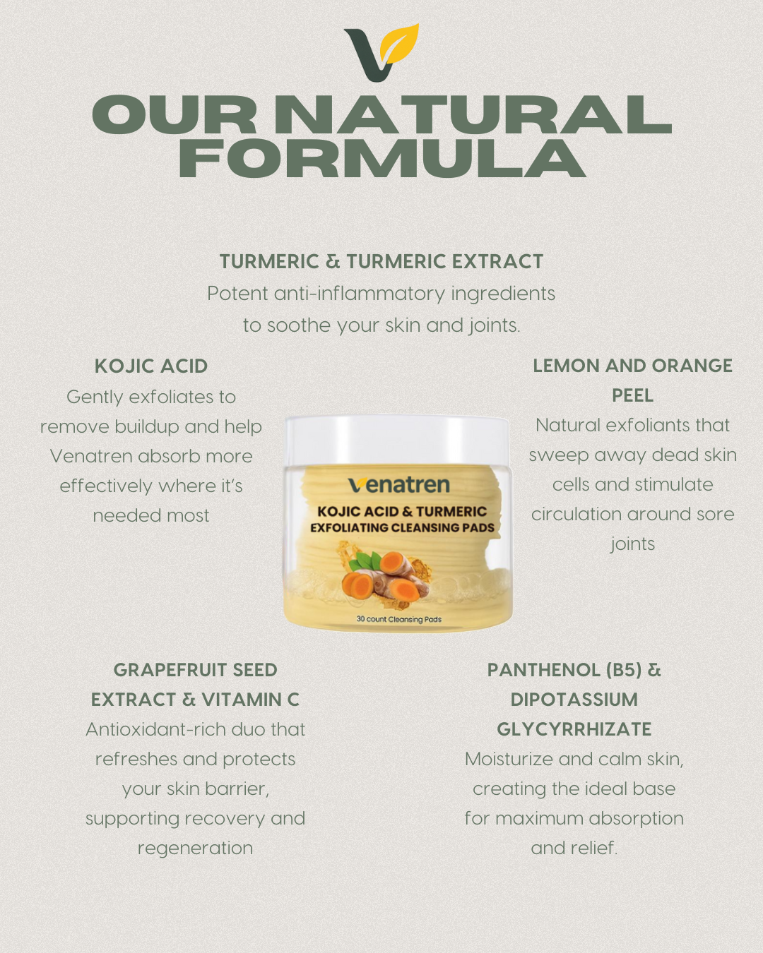 Venatren Kojic Acid & Turmeric Cleansing Pads